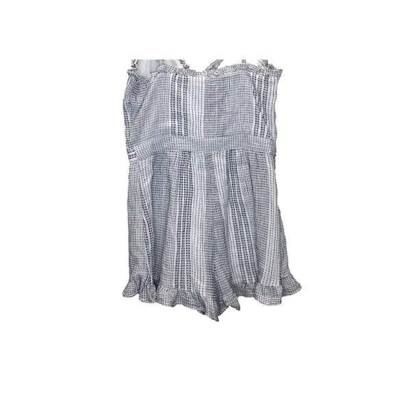 Coastal Romper Women Size 4 White Blue Adjustable Straps Summer Feminine Beachy - Picture 15 of 16